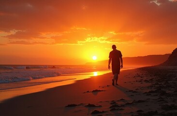 Obraz premium Beach Sunset Silhouette