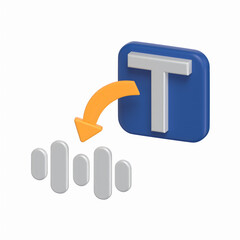Text To Voice Converter 3D Icon Artificial Intelligence  Model with Transparent Background