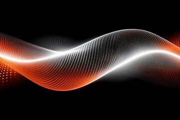Abstract wave pattern with glowing orange and white light on a black background.