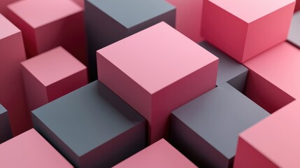 Fototapeta premium Abstract Composition of Pink and Gray Cubes