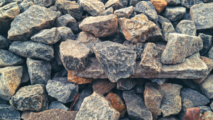 Pile of stones with effect filter,ballast stone texture for aesthetic background