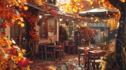 Naklejka premium Autumnal Cafe Terrace