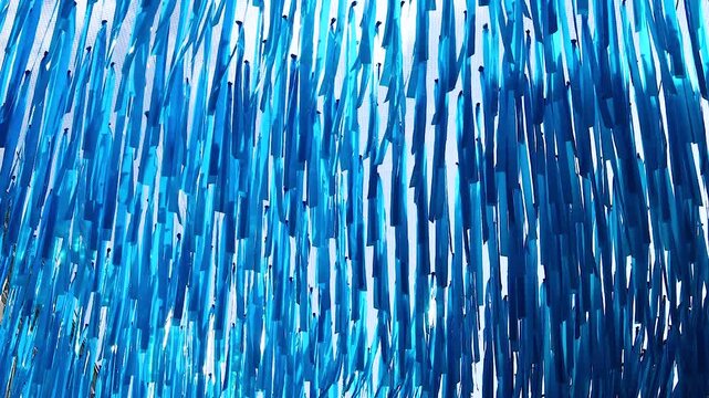Blue Streamers Decorate Libourne Street