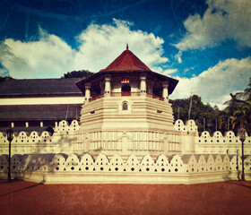 Vintage retro hipster style travel image of very important Buddhist shrine - Temple of the Tooth...