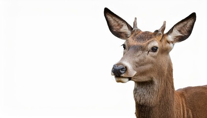 Fototapeta premium Portrait of a standing deer isolated on a transparent or white background, perfect for wildlife illustrations, educational materials, or nature-themed designs