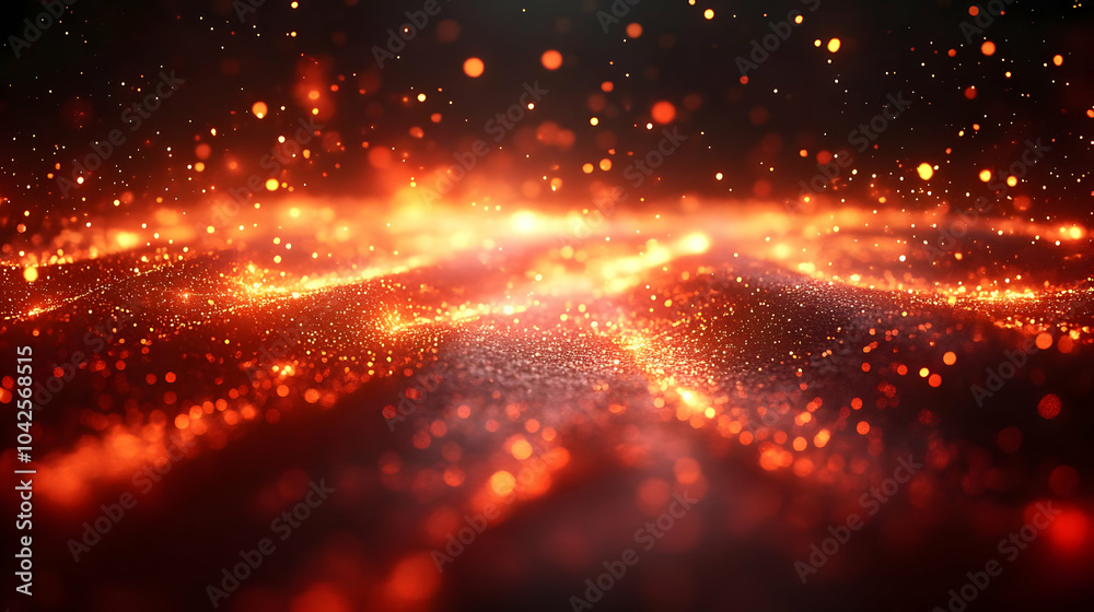 Sticker Glowing particles create a mesmerizing, fiery landscape effect.