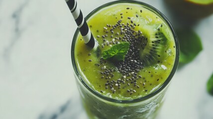 Glass of kiwi smoothie