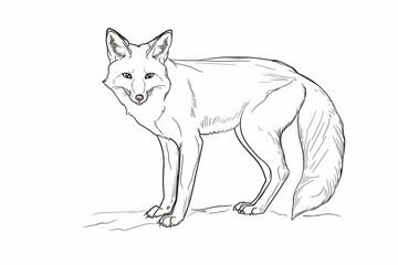 Sly fox outline in serene white ambiance with subtle hints of color