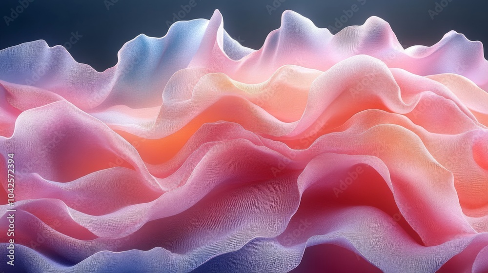 Leinwandbilder the artwork features a fluid, colorful composition of soft waves that resemble fabric folds. the gen