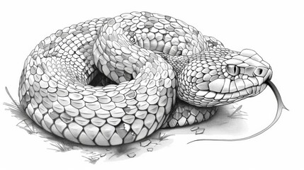 Obraz premium Detailed Illustration of a Rattlesnake in Monochrome