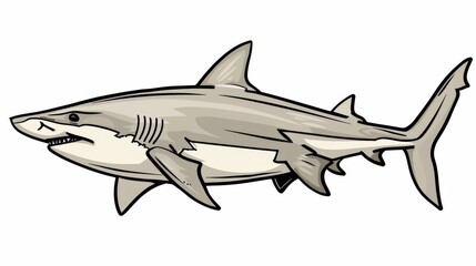Naklejka premium Illustrated Shark on Clean White Background
