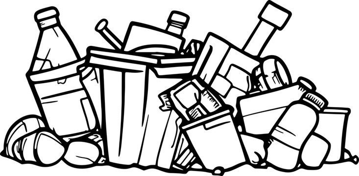 recommend clip art: Pile of garbage sketch drawing