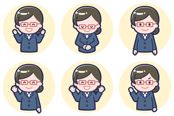 女性教師のポーズセット_02