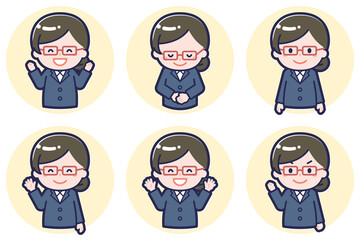 女性教師のポーズセット_02