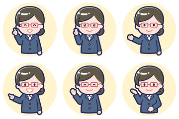 女性教師のポーズセット_03