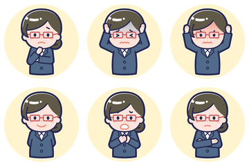 女性教師のポーズセット_05