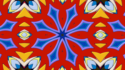 Colorful symmetrical abstract kaleidoscope background pattern for summer 
