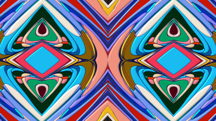 Colorful symmetrical abstract kaleidoscope background pattern for summer 
