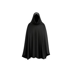 Black Cape with Hood, Isolated on Transparent Background