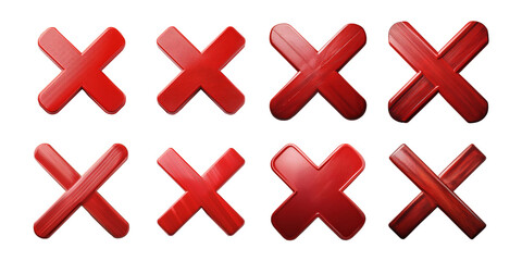 Obraz premium Red Cross Shapes in Grunge Style Design, PNG collection, set bundle, isolate on transparent or white background