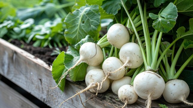 Freshly Harvested White Turnips