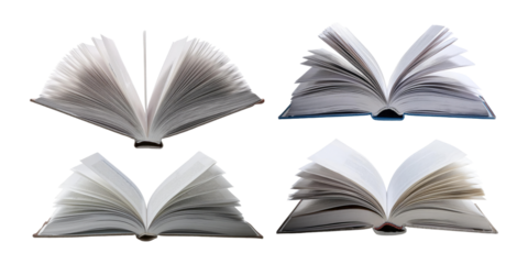 Collection of Open Books on a Transparent Background, PNG collection, set bundle, isolate on transparent or white background