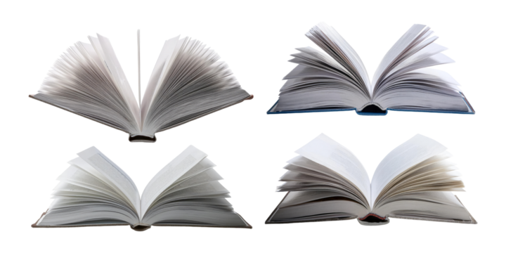 Collection of Open Books on a Transparent Background, PNG collection, set bundle, isolate on transparent or white background