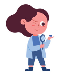 scientist girl with magnifier