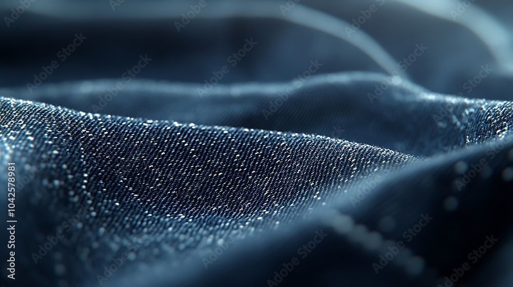 Poster A close-up of shimmering dark fabric, showcasing soft waves and textures illuminated by light, creating an elegant and mysterious atmosphere.