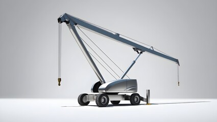 A sleek modern building crane stands isolated