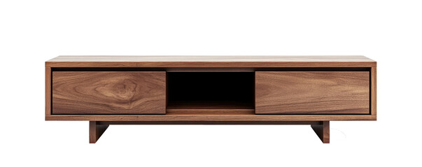 Modern wood tv stand on transparent background