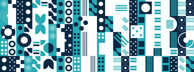 Seamless pattern background with geometric shapes in turqoise tone
