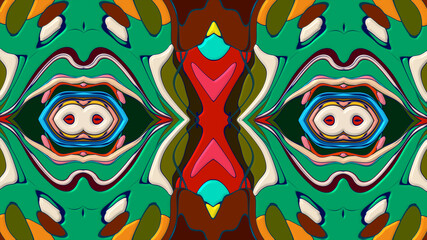 Colorful symmetrical abstract kaleidoscope background pattern for summer 
