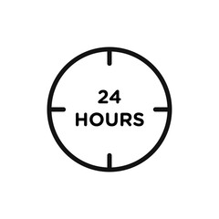 24 hours icon Flat art illustration in outline