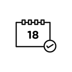 Calendar check icon Flat art illustration in outline