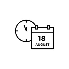 Calendar clock icon Flat art illustration in outline