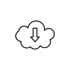Cloud upload icon Flat art illustration in outline