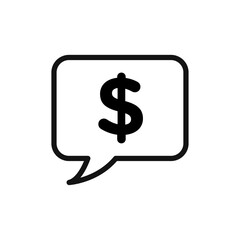 Comment dollar icon Flat art illustration in outline