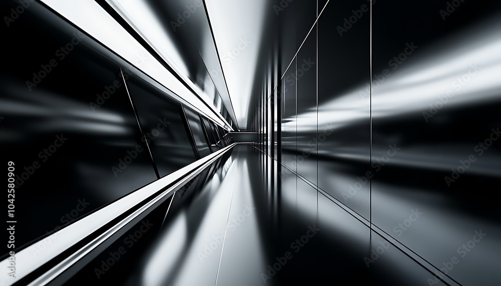 Leinwandbilder a dynamic, abstract representation of light and shadows, creating a futuristic tunnel effect with sl