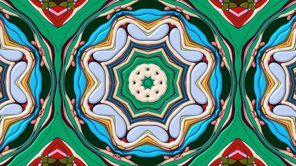 Colorful symmetrical abstract kaleidoscope background pattern for summer 
