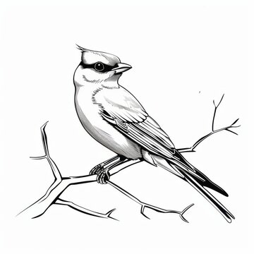 recommend clip art: Minimalist Line Art of a Waxwing Bird on White Background
