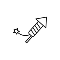 Fireworks rocket sign Flat art illustration in outline