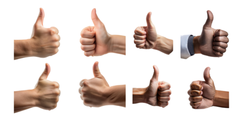 Diverse Thumbs Up Gesture Collection, PNG collection, set bundle, isolate on transparent or white background