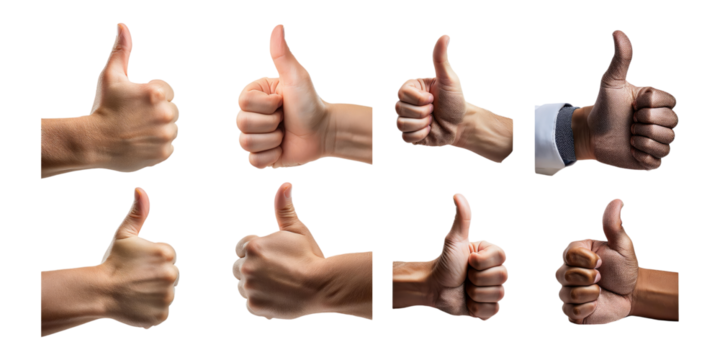 Diverse Thumbs Up Gesture Collection, PNG collection, set bundle, isolate on transparent or white background