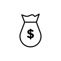 Money bag icon Flat art illustration in outline