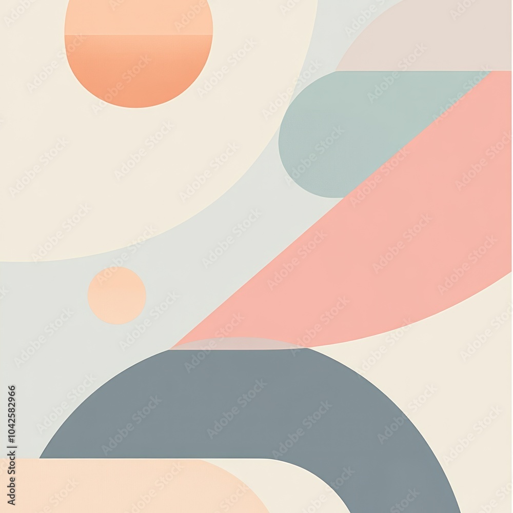 Poster Abstract Geometric Shapes in Pastel Colors