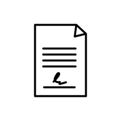 Signed document icon Flat art illustration in outline