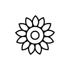 Sunflower icon Flat art illustration in outline