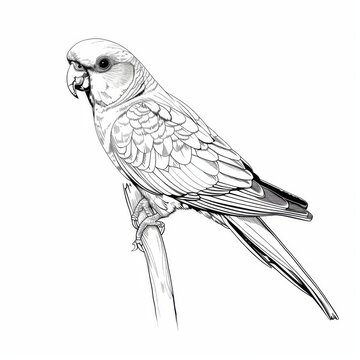 recommend clip art: Minimalist Line Art of a Parakeet on White Background