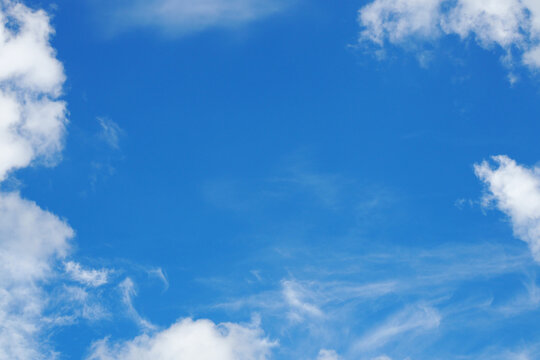 White clouds in the blue sky nature on blue sky background. copy space